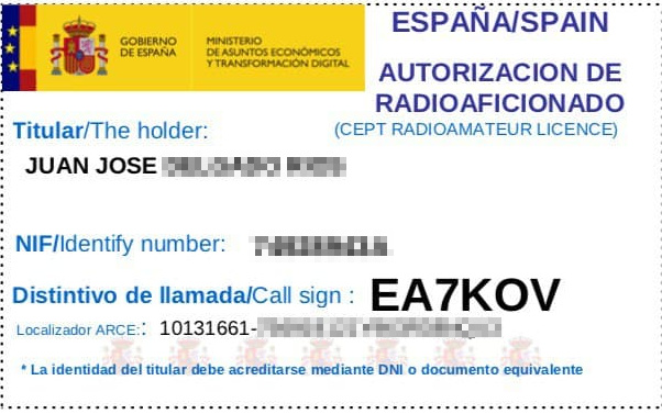 EA7KOV, indicativo de nuestro compañero Juan José.