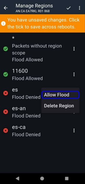 Ahora debes permitir propagación por inundación, Allow flood, para cada región haciendo clic en los tres puntos.