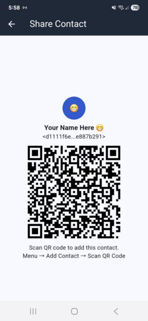 Muestra el código QR a la otra persona.